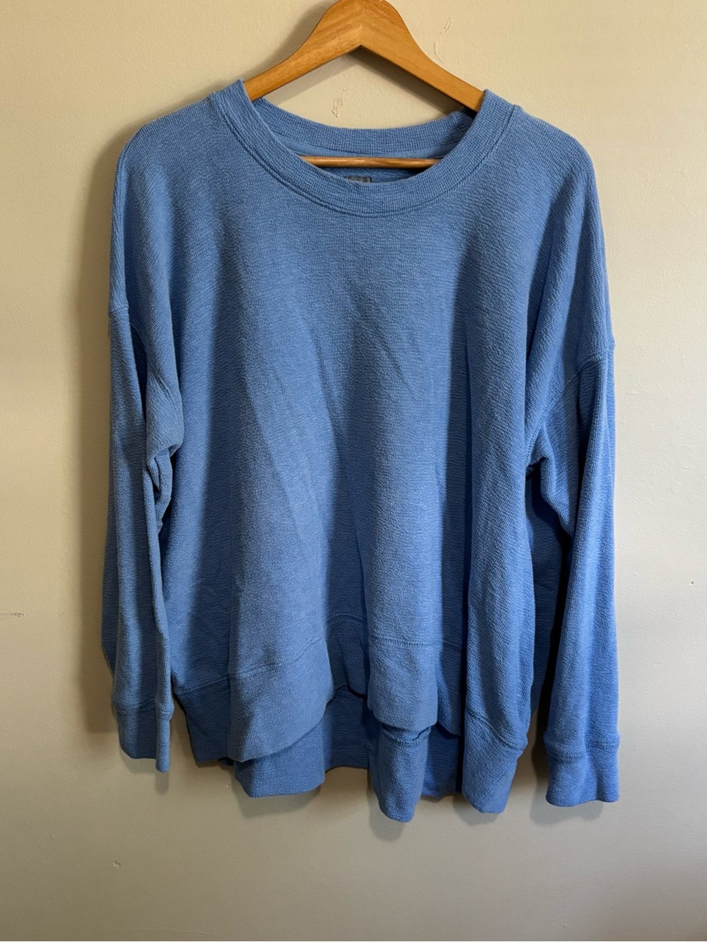 Aerie Sky Blue Textured Knit Oversized Long Sleeve Sweater Top Size M